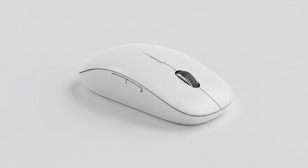 White Computer Mouse Sits on White Background in Studio Lighting, Clean Look