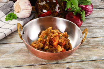 Grilled vegetables salad - Eggplant, tomato and pepper