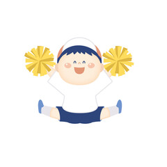 ポンポンを持って踊る体操服の男の子のイラスト3