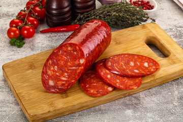 Italian Chorizo sausage with slices