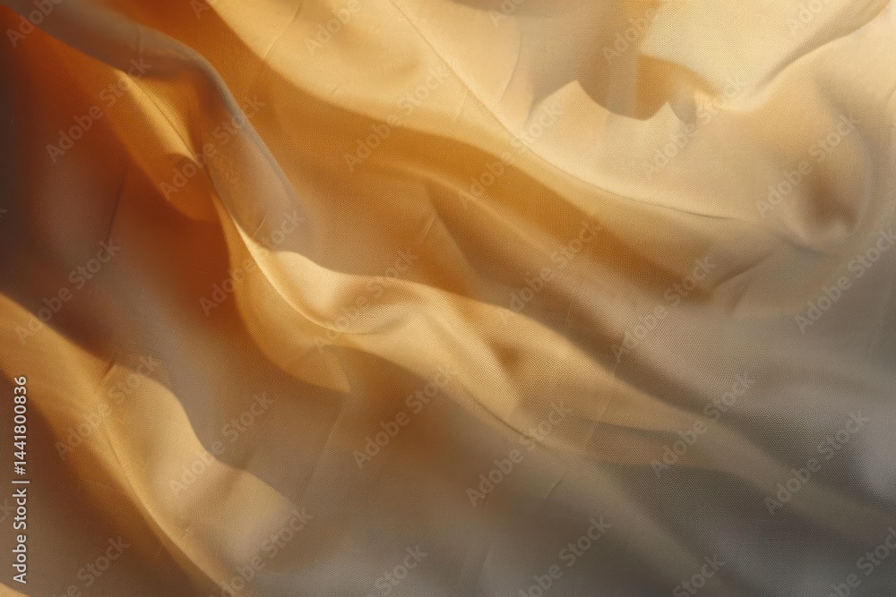 Poster soft light casting warm golden and beige shadows on smooth flowing fabric creating a calm and cozy a
