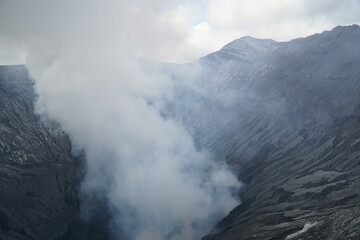 Volcanic eruption smoke plume mount semeru nature photography dramatic landscape aerial view earth's power unleashed