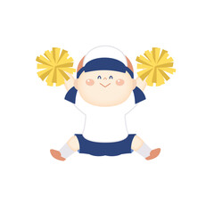 ポンポンを持って踊る体操服の女の子のイラスト
