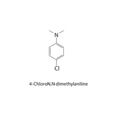 Obraz premium 4-Chloro-N,N-dimethylaniline skeletal structure. Chlorinated Aniline compound schematic illustration. Simple diagram, chemical formula.