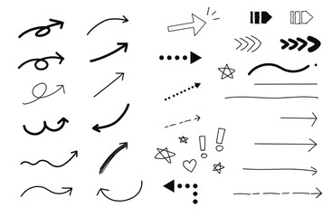 イラスト素材：シンプルな手描き矢印セット