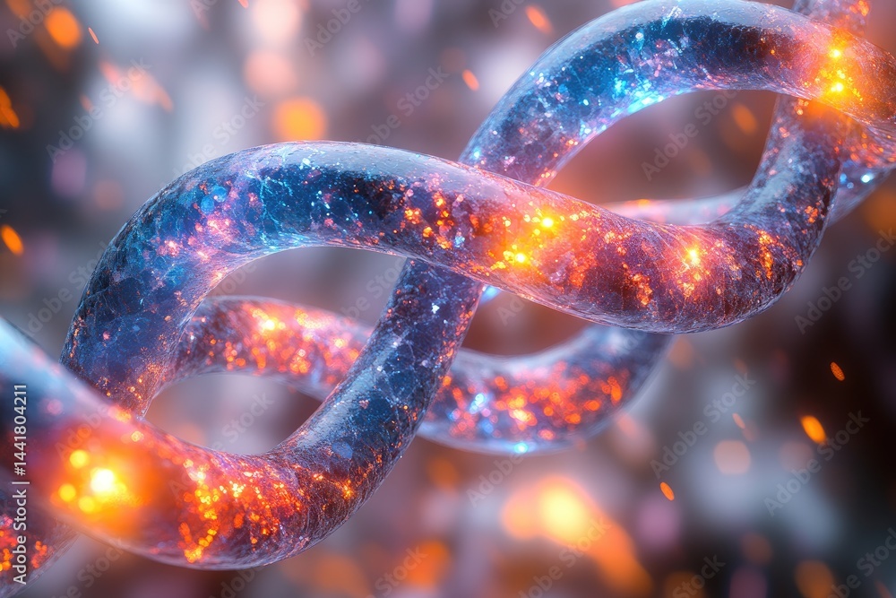 Poster abstract representation of a double helix structure.