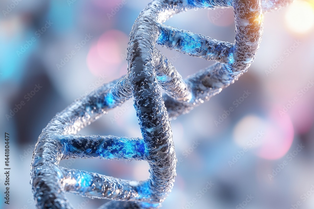 Poster intricate representation of a double helix structure.