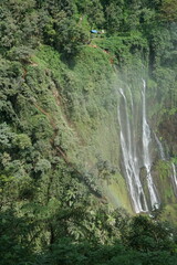 Captivating waterfall view tropical forest nature landscape lush environment aerial perspective serenity and beauty