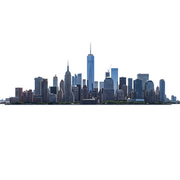 Fototapeta New York City Skyline Silhouette: Night Cityscape Image