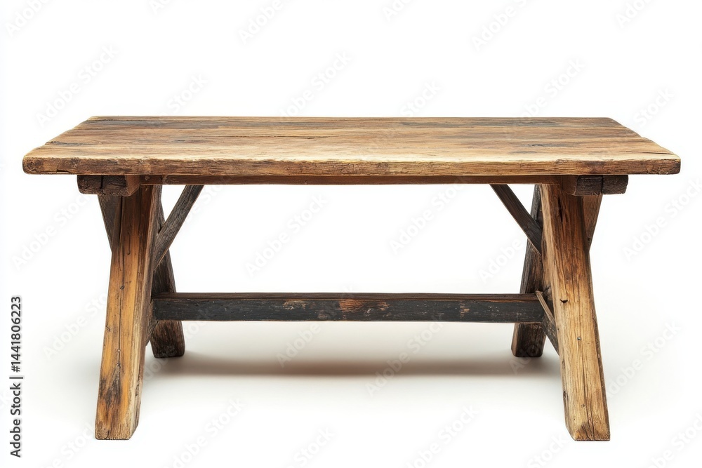 Aufkleber a rustic wooden table with visible grain and a simple design on a white background is centered