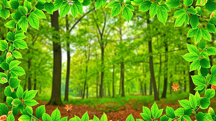 Fototapeta premium Verdant forest framed by lush foliage