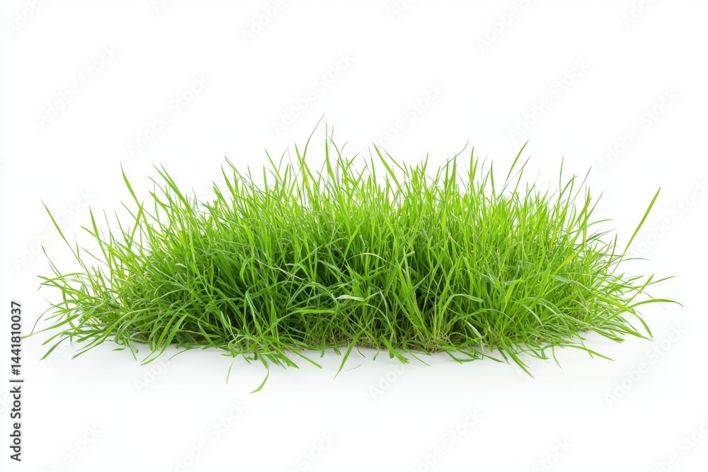 Poster a clump of vibrant green grass isolated on a plain white background in a studio setting view from fr