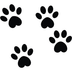 Fototapeta premium Four Black Paw Prints with Heart-Shaped Pads