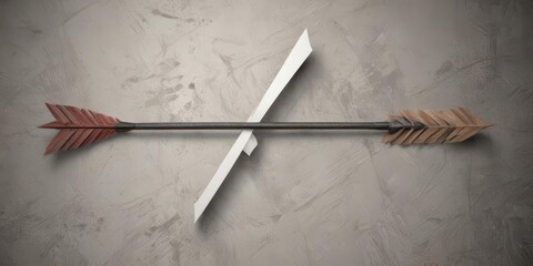 Two contrasting paper arrows on textured surface,  concept,  options,  selection