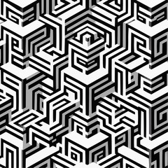 Optical Illusion of Cubes: A striking, geometric pattern of interconnected cubes creates a dynamic visual illusion, utilizing the interplay of light, shadow.