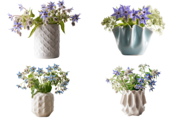 Ceramic Vase Borage Blooms Greens