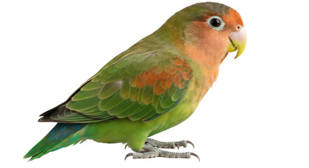 Rosy-faced Lovebird Perched Side Profile Isolated Transparent Background Sharp Feather Texture Bird PNG