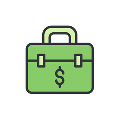 Briefcase colored icons, minimalist vector illustration ,simple transparent graphic element .Isolated on white background