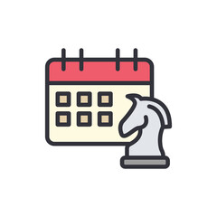 Schedule planning colored icons, minimalist vector illustration ,simple transparent graphic element .Isolated on white background