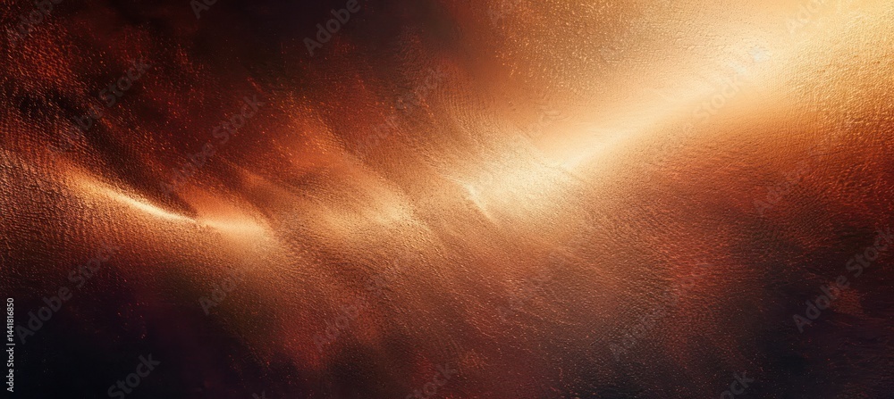 Poster abstract close-up of textured surface with warm glowing light in shades of copper and amber creating