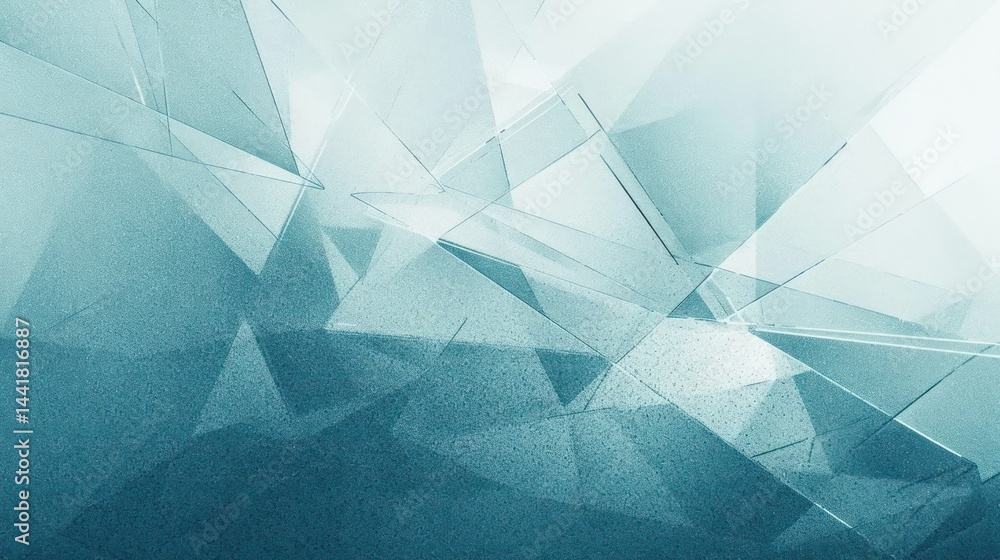 Aufkleber abstract composition of overlapping translucent geometric shapes in varying shades of blue and teal 