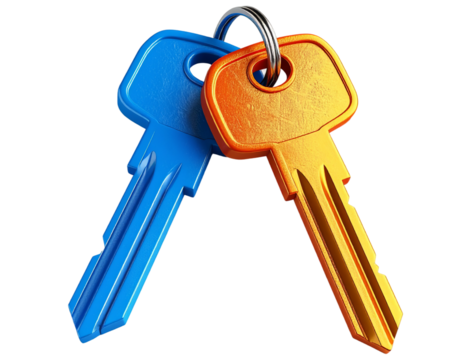 Keys real estate isolated on white background. Suitable for marketing or business purposes. PNG file