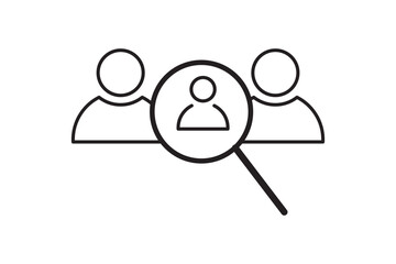 business job hiring recruitment icon vector headhunting search for candidate human resource with magnifier symbol illustration