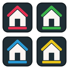 Home flat icon set for websites and apps isolated on white background.