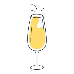 Minimalist golden sparkling cocktail clipart