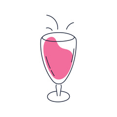 Simple pink sparkling cocktail clipart
