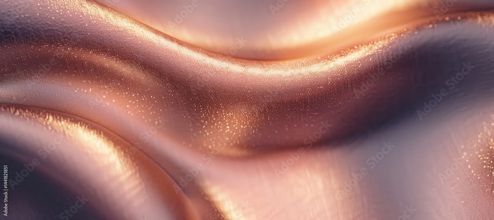 Aufkleber close-up of soft, silky fabric with smooth folds and shimmering golden highlights, creating a warm a