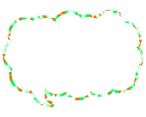 ステンドグラス風吹き出し　三角形模様　細長い雲形