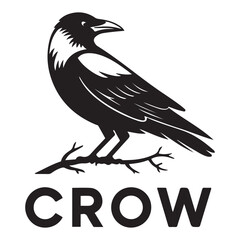 Crow bird Vector Black silhouettes, Simple Design vector icon with white background