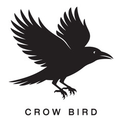 Crow bird Vector Black silhouettes, Simple Design vector icon with white background