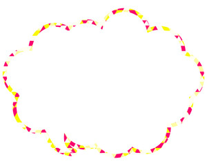 ステンドグラス風吹き出し　三角形模様　丸みのある雲形