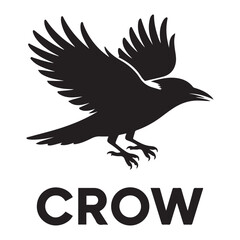 Crow bird Vector Black silhouettes, Simple Design vector icon with white background