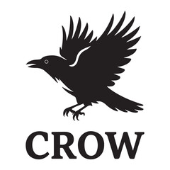 Crow bird Vector Black silhouettes, Simple Design vector icon with white background