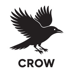 Crow bird Vector Black silhouettes, Simple Design vector icon with white background