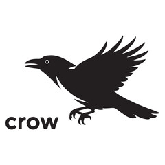 Crow bird Vector Black silhouettes, Simple Design vector icon with white background