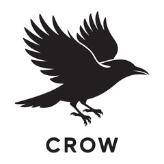 Crow bird Vector Black silhouettes, Simple Design vector icon with white background
