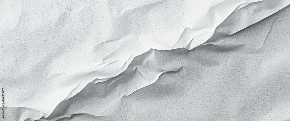 Poster abstract close-up of layered white textured fabric with soft folds and shadows creating a calm and m