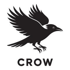 Crow bird Vector Black silhouettes, Simple Design vector icon with white background