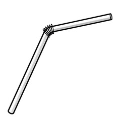 Cocktail straw vector illustration in sketch style. Hand drawn image line art black and white for drinks design. Retro engraving