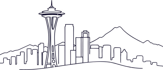 Seattle skyline. Vector © Ashes Studio