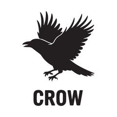 Crow bird Vector Black silhouettes, Simple Design vector icon with white background