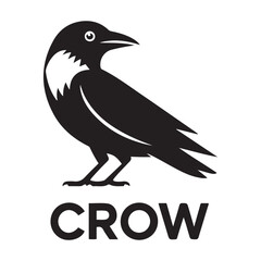 Crow bird Vector Black silhouettes, Simple Design vector icon with white background