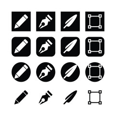 Design Icon Set Representing Various Tools For Graphic And Editorial Work In Vector Style