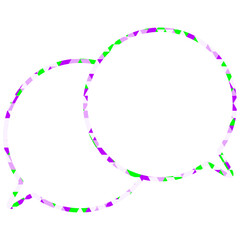 ステンドグラス風吹き出し　三角形模様　重なる会話