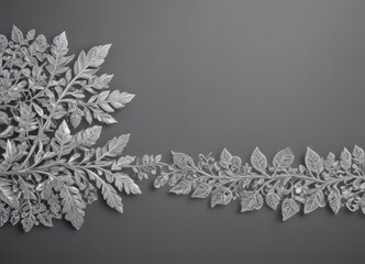 Shimmering silver leaf lace border, metallic texture, elegant design , shimmering, design, gold