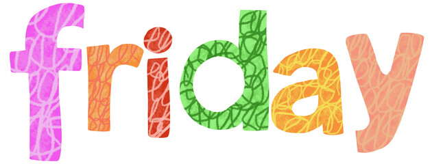 colorful alphabet text friday